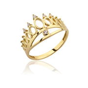 14K Solid Gold Crown Ring Y262