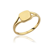 14K Solid Gold Square Signet Ring Y258