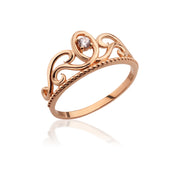 14K Solid Gold Crown Ring Y263