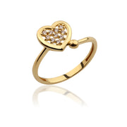 14K Solid Gold Heart Ring Y259
