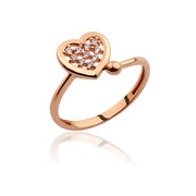 14K Solid Gold Heart Ring Y259