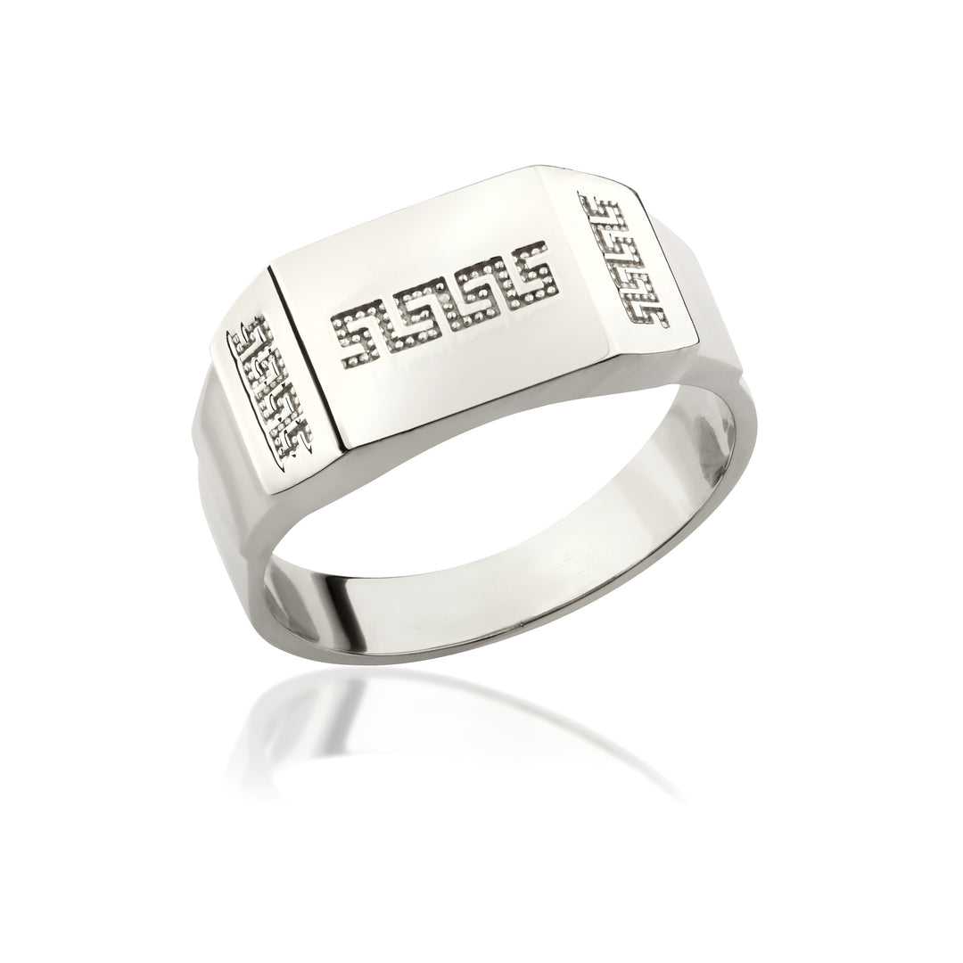 14K Solid Gold Greek Men Ring EY7