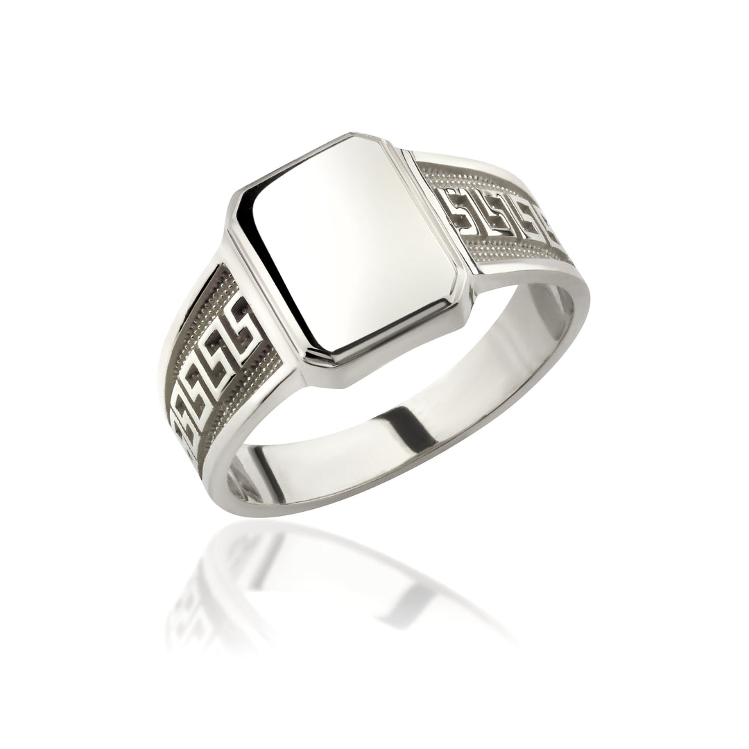 14K Solid Gold Greek Men Ring EY1