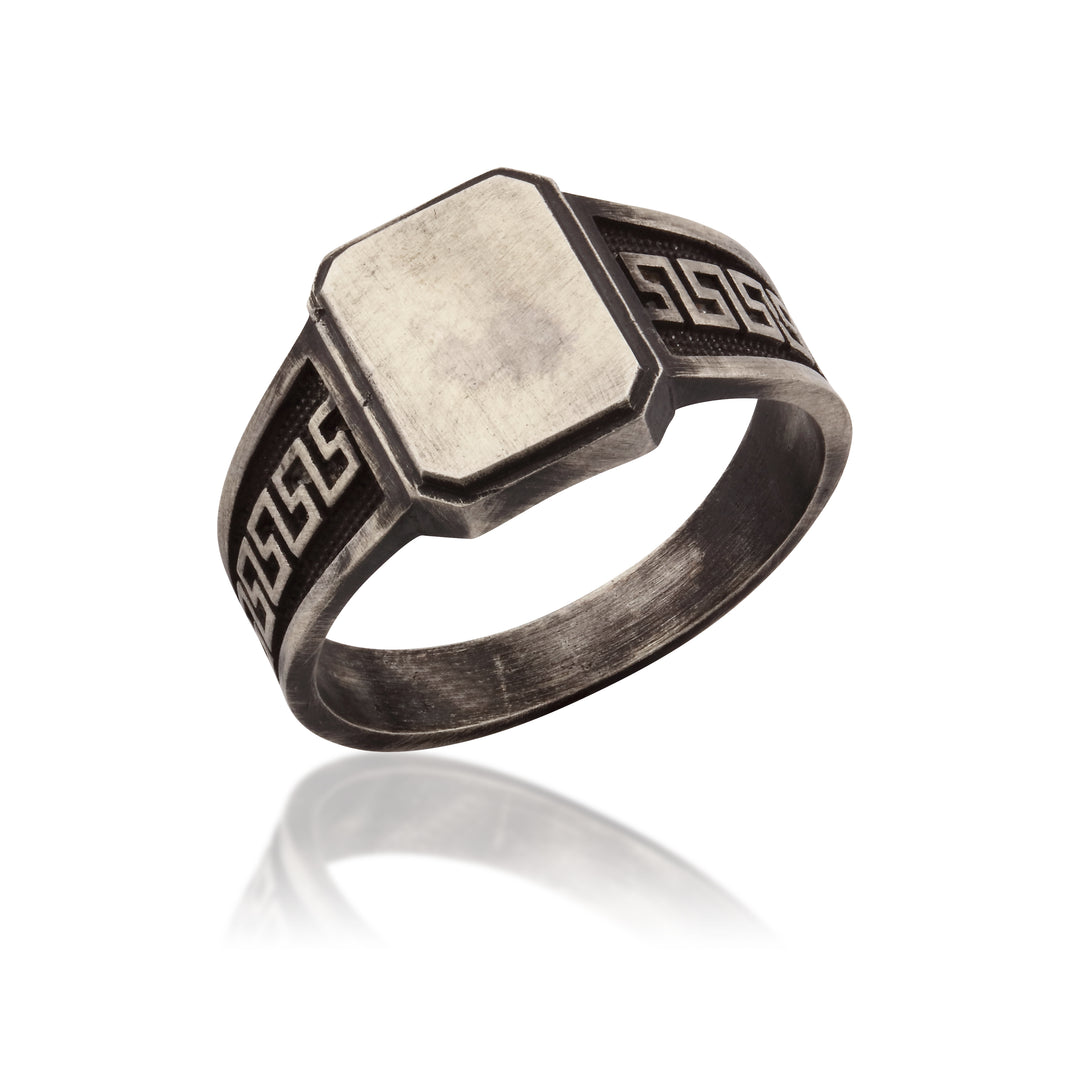 14K Solid Gold Greek Men Ring EY1