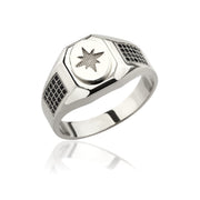 14K Solid Gold North Star Men Ring EY2