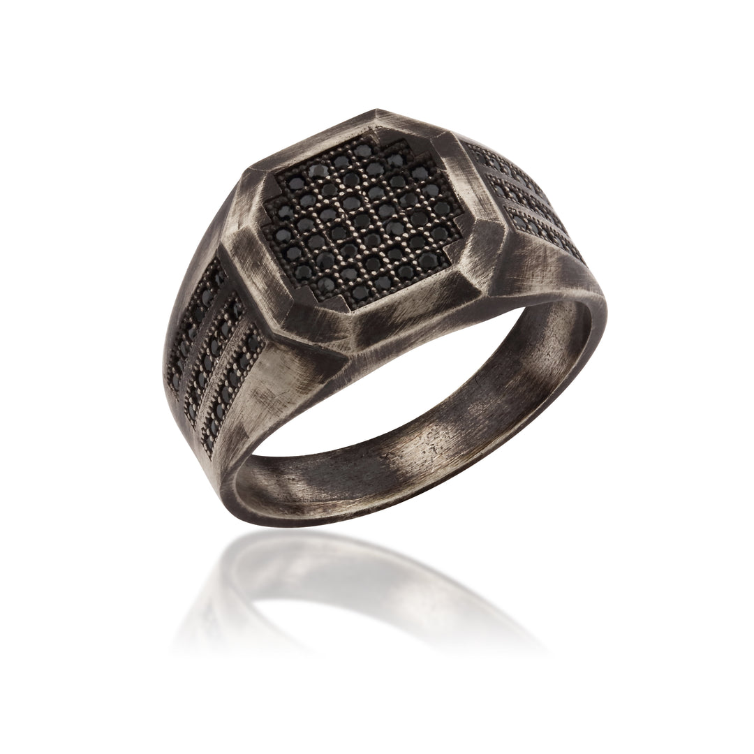 14K Solid Gold Square Men Ring EY10