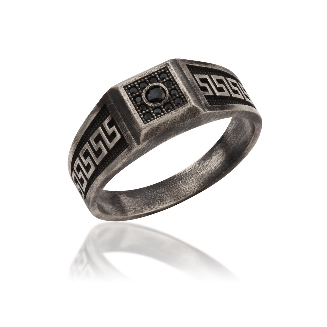 14K Solid Gold Greek Men Ring EY3