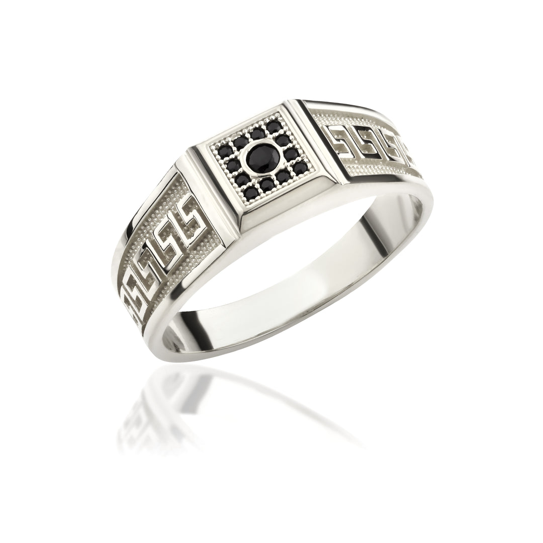 14K Solid Gold Greek Men Ring EY3