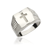 14K Solid Gold Men Cross Ring EY4