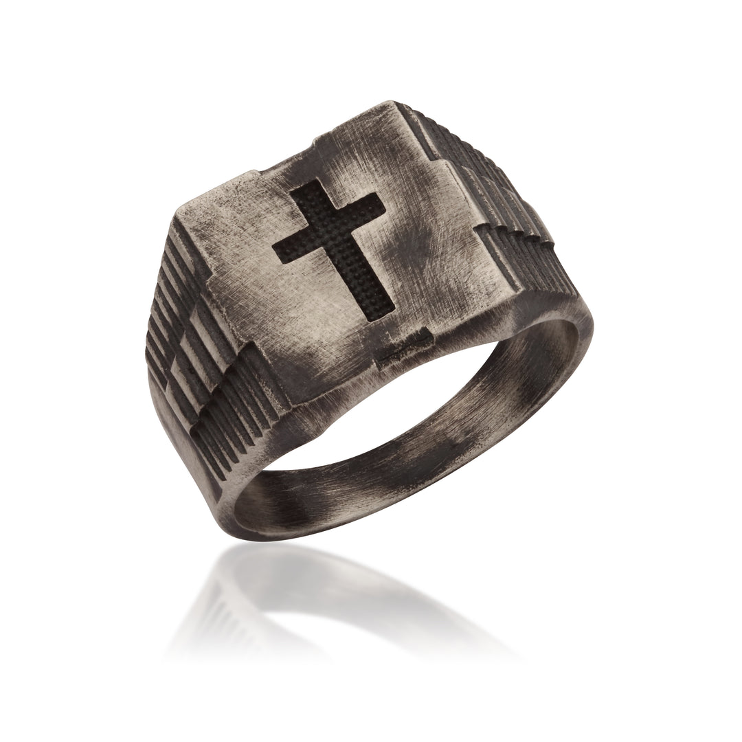 14K Solid Gold Men Cross Ring EY4