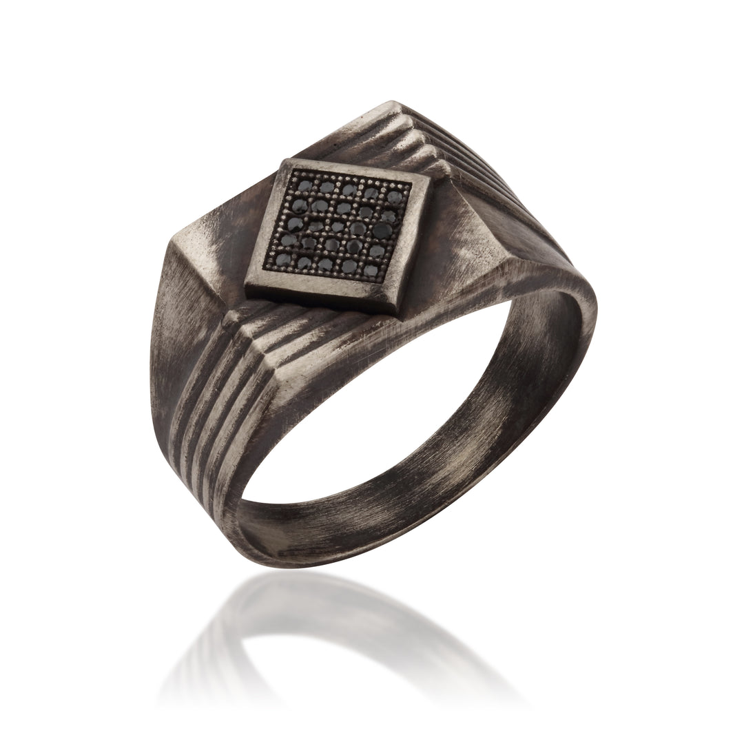 14K Solid Gold Signet Men Ring EY12