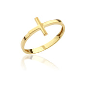 14K Solid Gold Cross Ring Y80