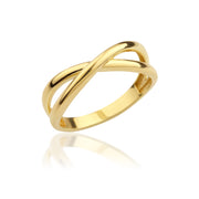 14K Solid Gold Criss Cross Ring Y98