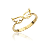 14K Solid Gold Angel Wings Ring Y55