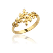 14K Solid Gold Olive Leaf Ring Y72
