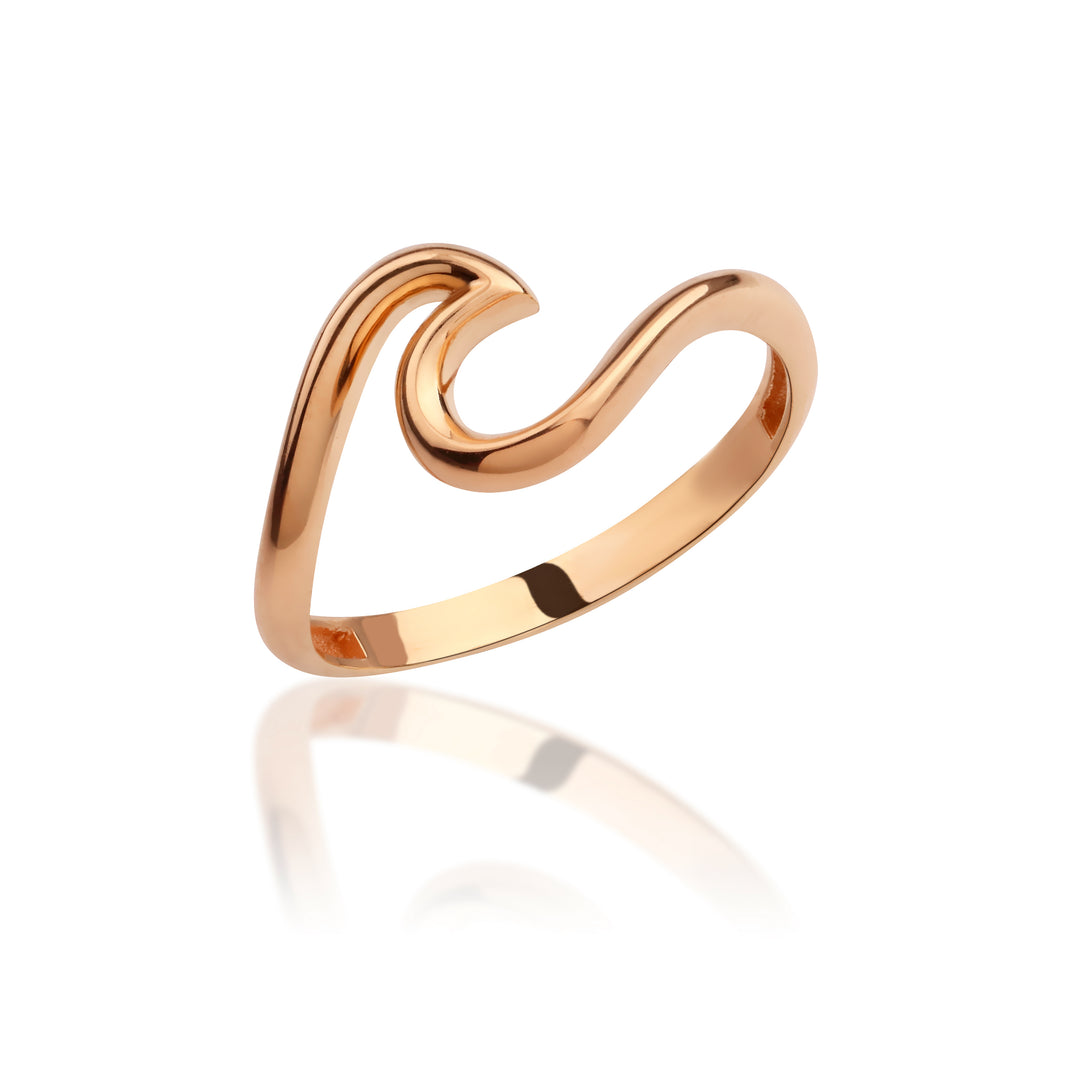 14K Solid Gold Wave Ring Y88