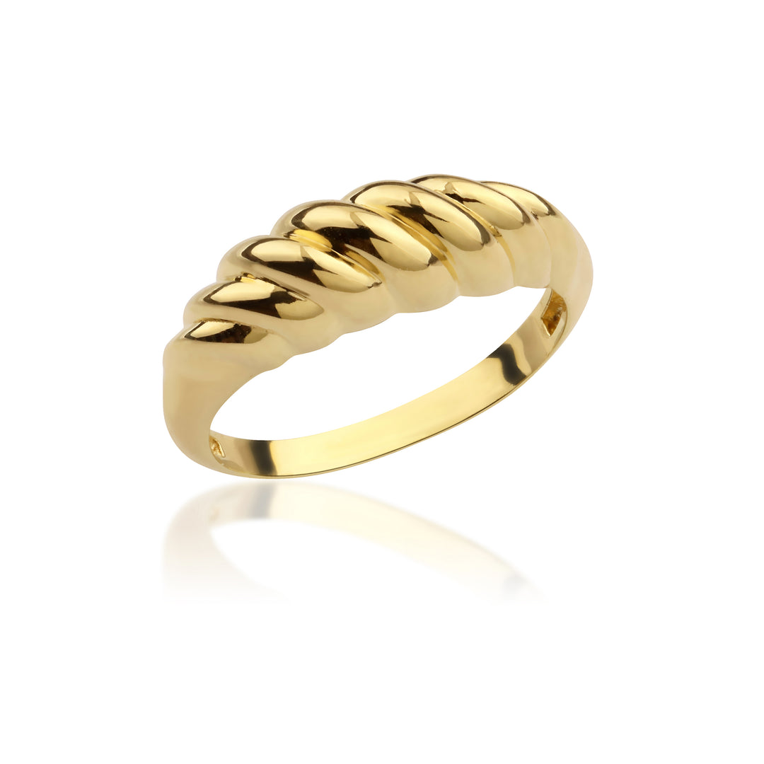 14K Solid Gold Croissant Ring Y6
