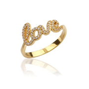 14K Solid Gold Stone Love Ring Y47
