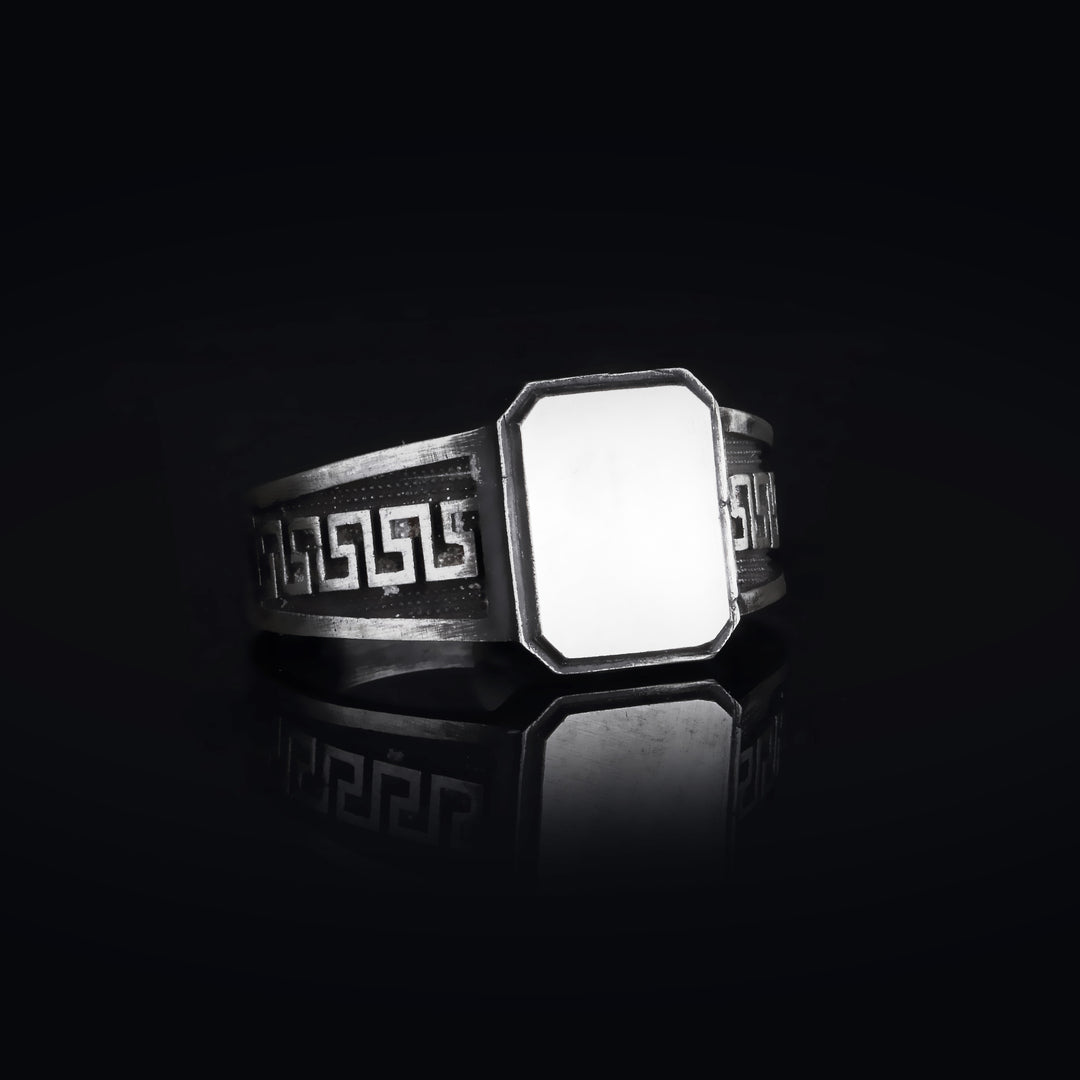 14K Solid Gold Greek Men Ring EY1