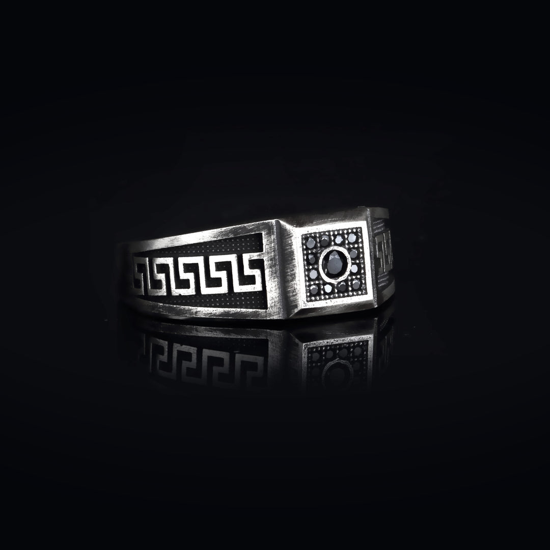 14K Solid Gold Greek Men Ring EY3