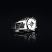 14K Solid Gold North Star Men Ring EY2