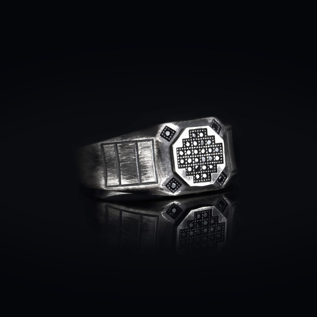 14K Solid Gold Signet Men Ring EY14