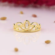 14K Solid Gold Crown Ring Y263