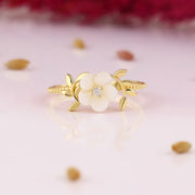 14K Solid Gold Magnolia Ring Y266