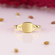 14K Solid Gold Square Signet Ring Y258