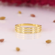 14K Solid Gold Bamboo Band Ring Y267