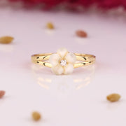 14K Solid Gold Magnolia Ring Y235