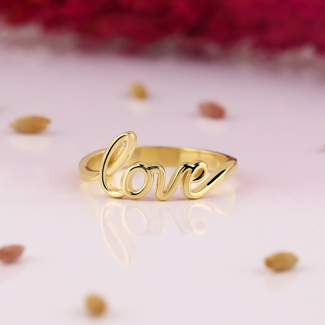 14K Solid Gold Love Ring Y16