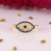 14K Solid Gold Evil Eye Ring Y85