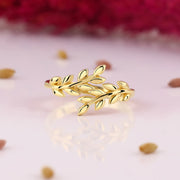 14K Solid Gold Olive Leaf Ring Y72