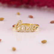 14K Solid Gold Stone Love Ring Y47