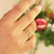 14K Solid Gold Braid Ring Y265