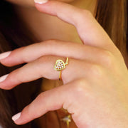 14K Solid Gold Heart Ring Y259