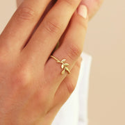 14K Solid Gold Leaf Ring Y255
