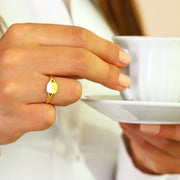 14K Solid Gold Square Signet Ring Y258