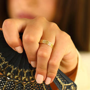 14K Solid Gold Bamboo Band Ring Y267