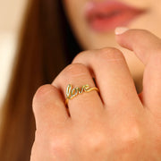 14K Solid Gold Love Ring Y16