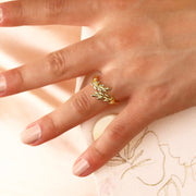14K Solid Gold Olive Leaf Ring Y72