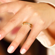 14K Solid Gold Criss Cross Ring Y98