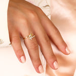 Load image into Gallery viewer, 14K Solid Gold  Cross Ring Y75
