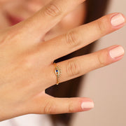 14K Solid Gold Evil Eye Ring Y257