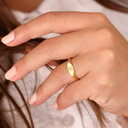 14K Solid Gold Signet Ring Y254