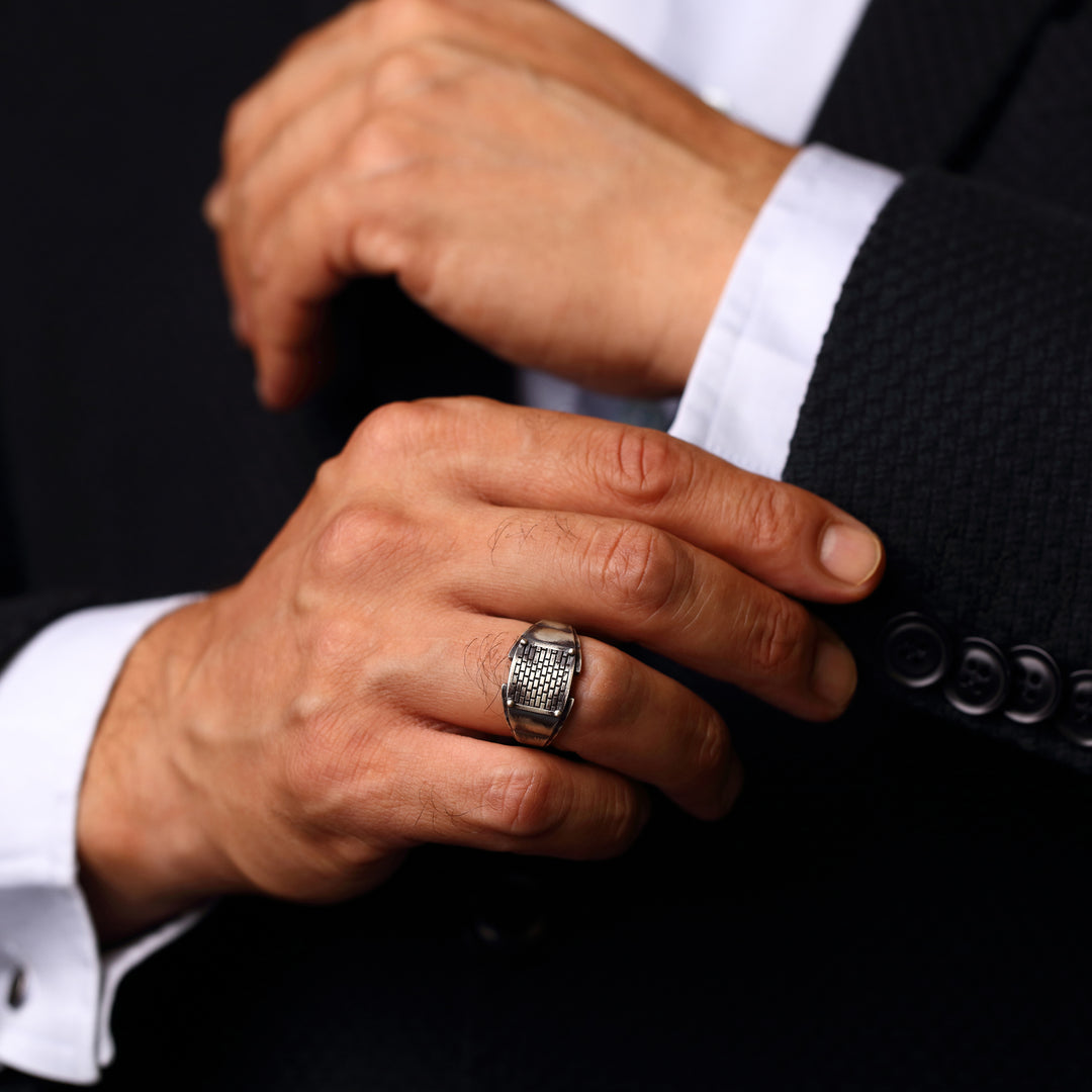 14K Solid Gold Band Men Ring EY15