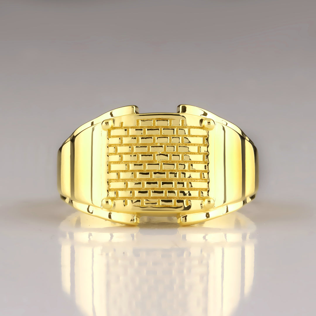 14K Solid Gold Band Men Ring EY15
