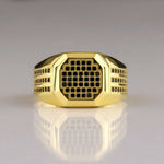 Load image into Gallery viewer, 14K Solid Gold Square Men Ring EY10
