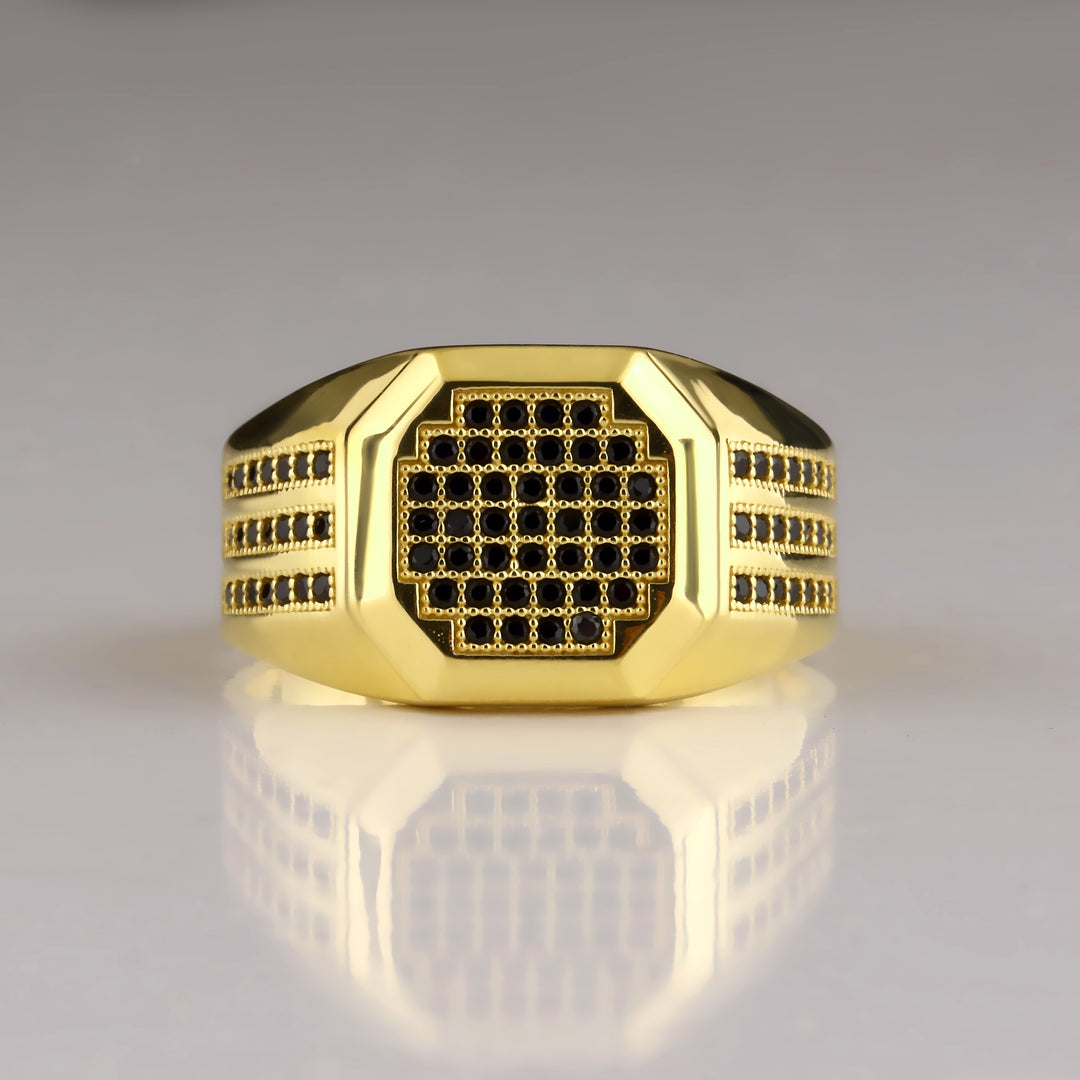 14K Solid Gold Square Men Ring EY10